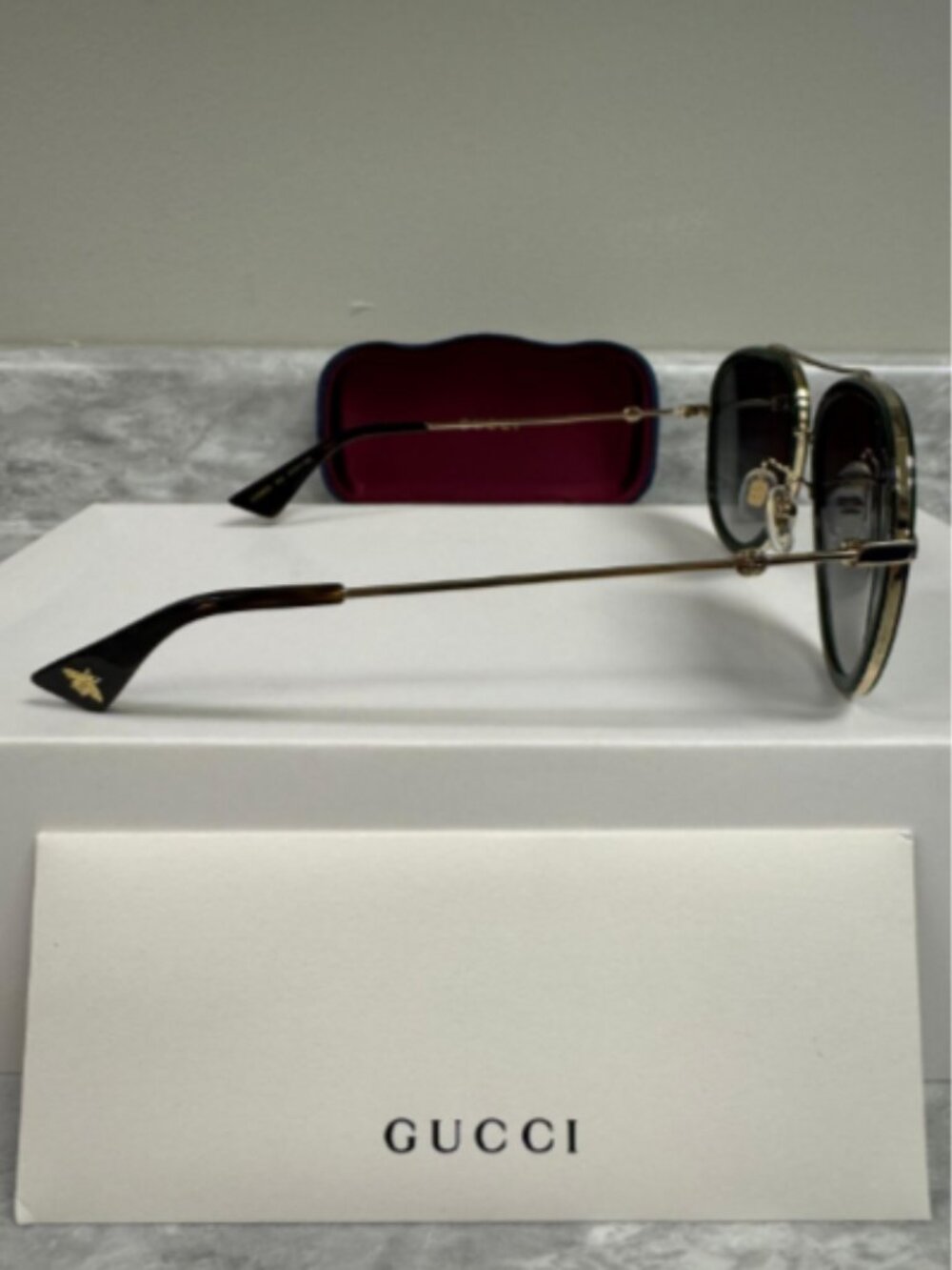 GUCCI | NEW | 0062S | 0062S - 003 | GOLD - GREEN - RED | GRADIENT GREY - Picture 6 of 6